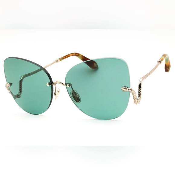 New Roberto Cavalli sunglasses SRC062 594Y Shiny Light Gold/Green
